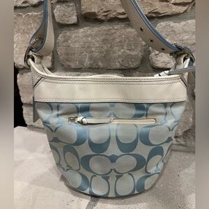 Coach Cream and Blue Shoulder Bag